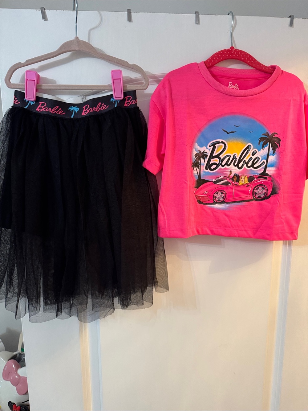 New Barbie Pink crop top and tulle skort set